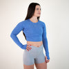Heather Blue Women's Long Sleeve Shirt - Cropped - Foundation