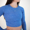 Heather Blue Women's Long Sleeve Shirt - Cropped - Foundation