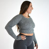 Gray Women's Long Sleeve Shirt - Cropped - Foundation