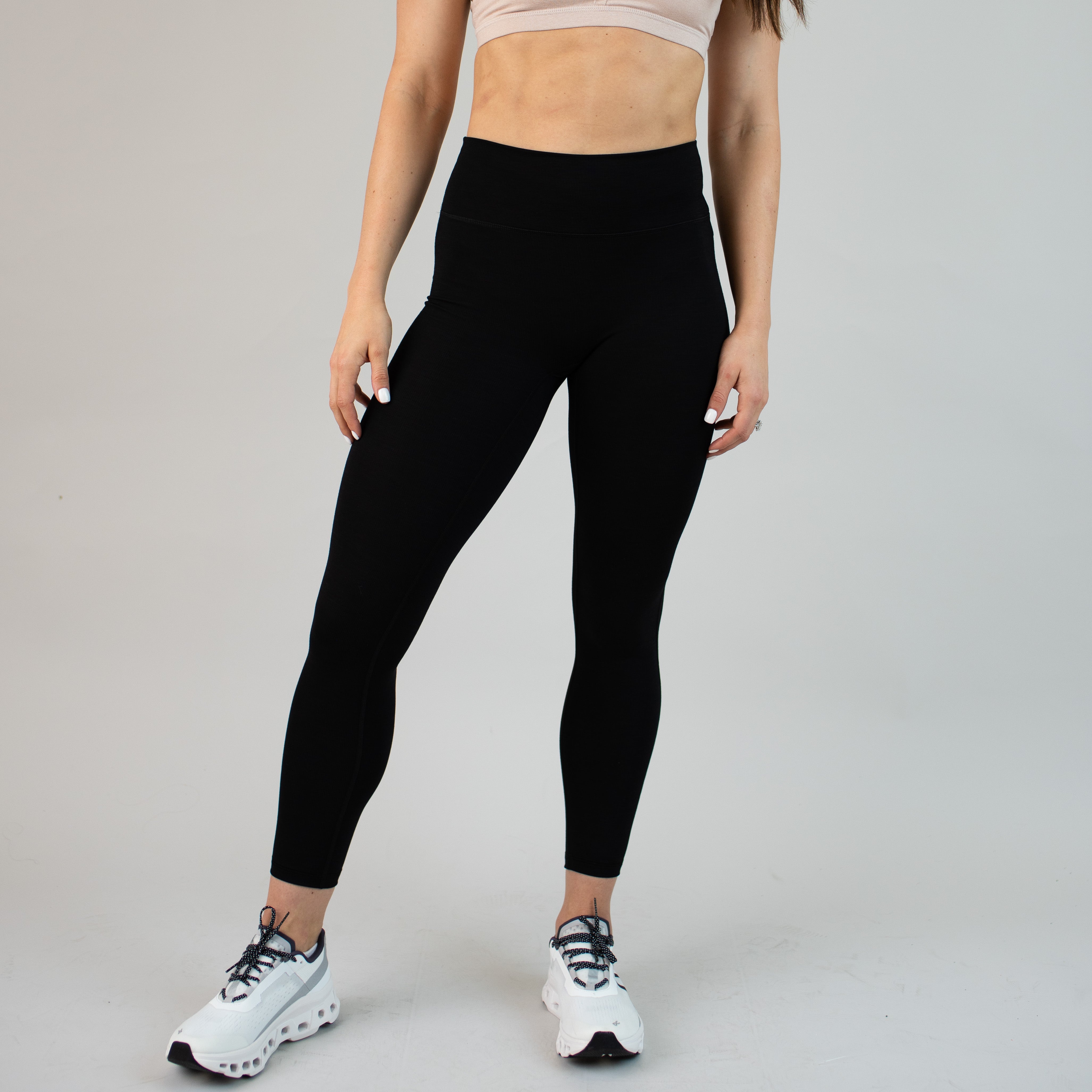 Black Ribbed No Front Seam Legging 7/8 25 - Charge