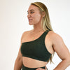 Dark Green One Shoulder Sports Bra - Sylvie