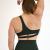 Dark Green One Shoulder Sports Bra - Sylvie