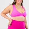 Neon Pink V Back Sports Bra - VaVaVoom 