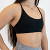 Black Pointelle Racerback Sports Bra - Cami