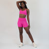 Fuchsia Ribbed No Front Seam High Rise Spandex Shorts