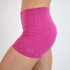 Fuchsia Red Mid Rise Contour Training Shorts For Women