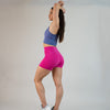 Fuchsia Ribbed No Front Seam High Rise Spandex Shorts