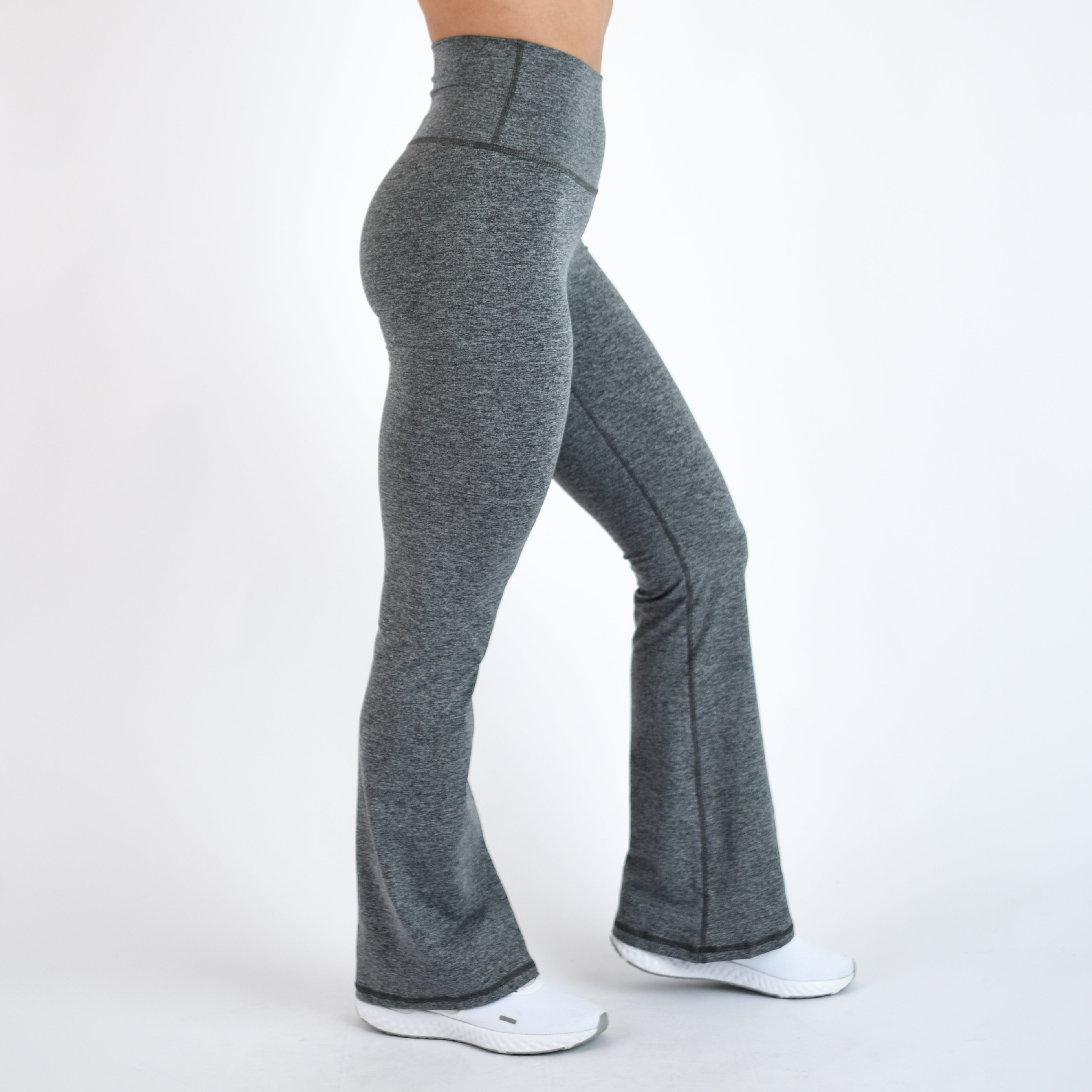 Heather Asphalt Flare Leggings - Bounce Fabric