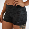 Marble Glow Black Mid Rise Contour Training Shorts For Women