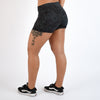 Marble Glow Black Mid Rise Contour Training Shorts For Women
