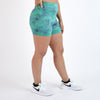 Marble Glow Green High Rise Spandex Shorts