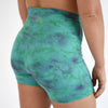 Marble Glow Green High Rise Spandex Shorts