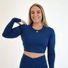 Foundation Long Sleeve Crop - Navy Peony