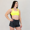 Neon Yellow Scoop Neck Athletic Sports Bra - Isla 