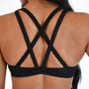 Black Pointelle Scoop Neck Sports Bra - Isla