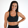 Black Pointelle Scoop Neck Sports Bra - Isla