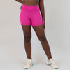 Fuchsia Ribbed No Front Seam High Rise Spandex Shorts