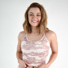 Heather Pink Camo Switch Up Crop Tank