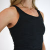 Low Back Crop Tank - Black Camo Pointelle Breeze