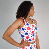 Low Back Crop Tank - Patriotic Smiley Breeze