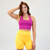 Fuchsia Red Halter Crop Tank - Fitted