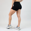 Black Mid Rise Contour Training Shorts For Women