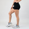 Black Mid Rise Contour Training Shorts For Women