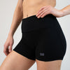 Black Mid Rise Contour Training Shorts For Women