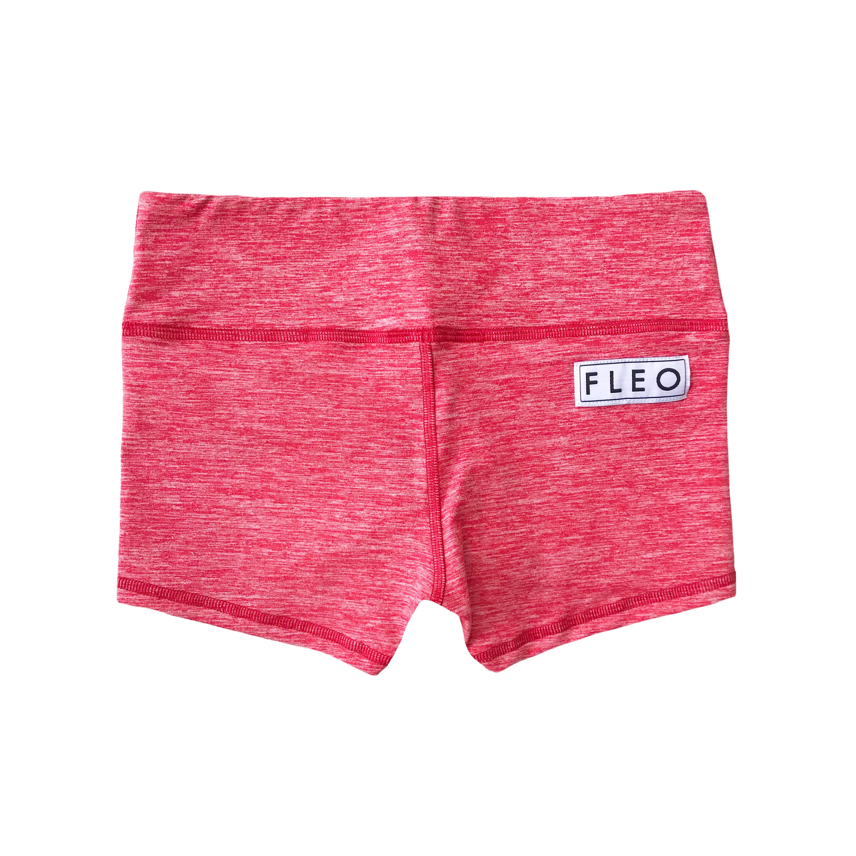 Heather Red Spandex Shorts For Women | FLEO