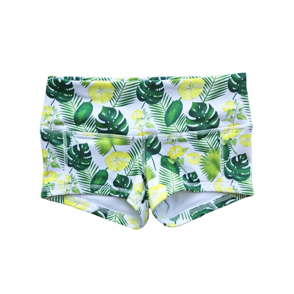 AXA Island Leaf Low Rise Contour Spandex Shorts For Women | FLEO