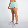 Heather Aqua Mid Rise Contour Training Shorts For Women