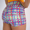 Spring Plaid Power Mid High Shorts