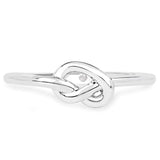 LoveHuang 0.01 Carats Genuine White Diamond (I-J, I2-I3) Knot Ring Solid .925 Sterling Silver With Rhodium Plating