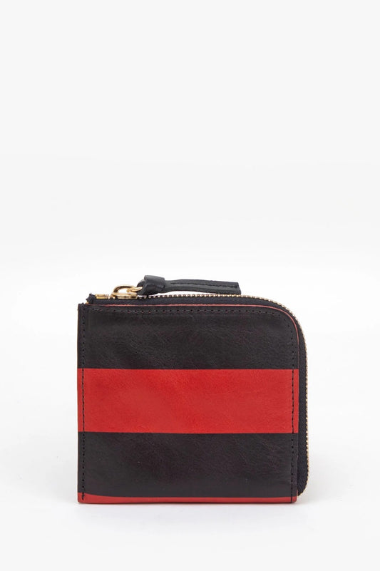 Clare V. Half Zip Wallet-cream stripe