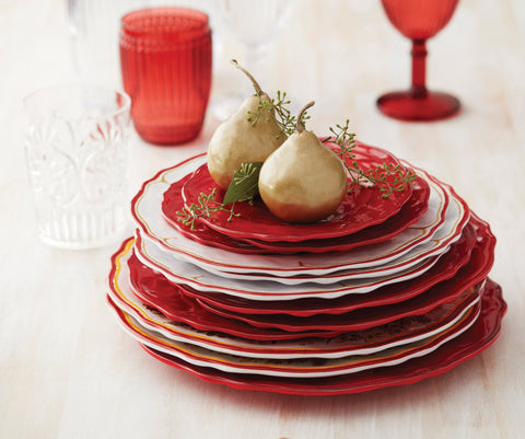Le-Cadeaux-Garnet-Red-Dinner-Plates-Set-Salad-Plates-Set-Milano-Water-Tumblers-Wine-Goblets