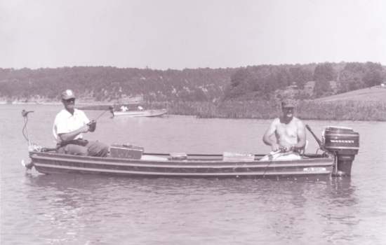 June 3, 1967 Practice Fishing in Ed Ferguson's Boat - Bill O'Connor (front) and Ed Ferguson (rear)