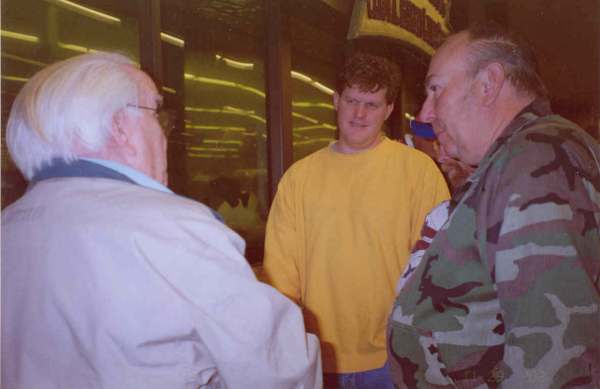 (left to right)  Clyde A. Harbin, Sr., Tim Watts and a "Sportsman Warehouse" lure collector