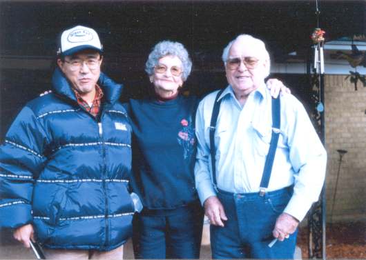 (left) Mr. Mitsuru Sato (center) Mrs. Polk Harbin (right) Mr. Clyde A. Harbin Sr.