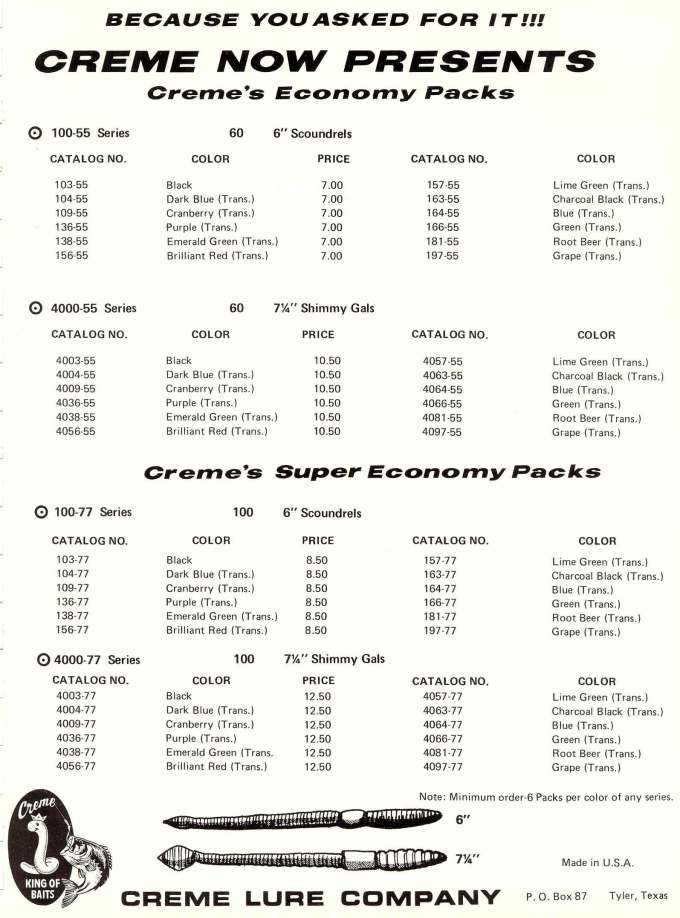 Creme Lure Company Catalog