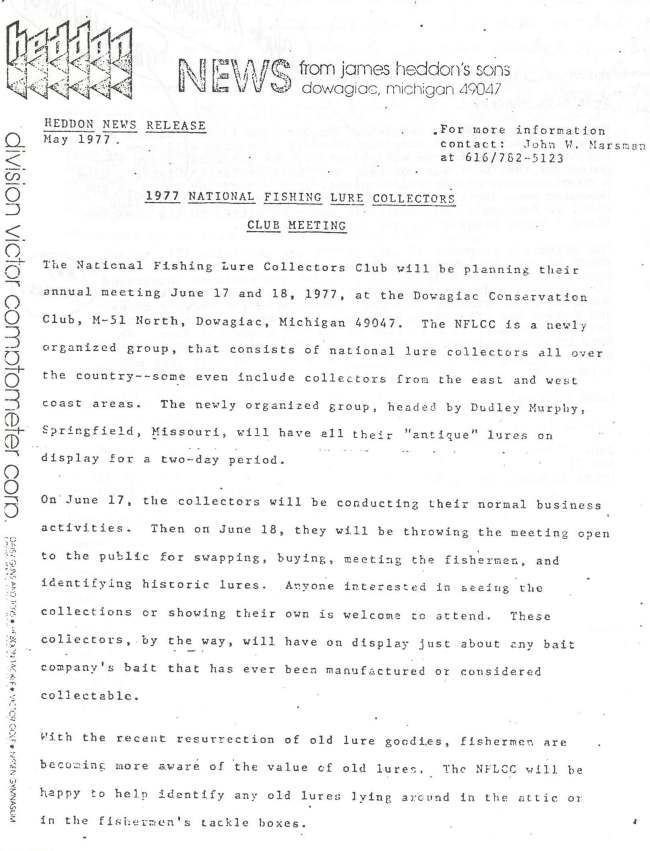 May 13, 1977 John Goodwin letter to Plug Hunters