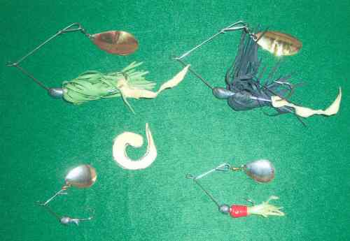 The Bassman Spinner Baits, English Chamois Skin Wiggle Tail pattern and the Ultra Lite 1/16th oz. Spinner Baits.