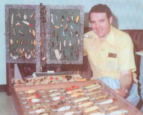 John Goodwin, Founder and Vice-President of the NFLCC with his lure collection.