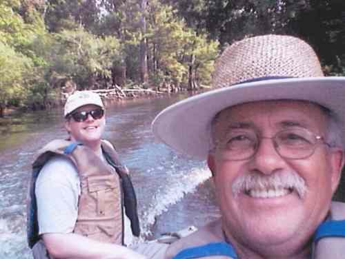 Tim Watt & Clyde A. Harbin II on a 2003 fishing trip on East Lake, Holy Grove, Arkansas.