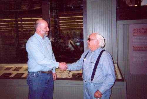 The Bass Pro Shops Duck Call/Sandbar Footprints Acquisitions Finalized!  Rick and Clyde shake hands at the Memphis Bass Pro Shops "Sportsman Warehouse" on this purchase scheduled to be displayed in the New Bass Pro Shops Bossier City, LA. outlet in the near future.