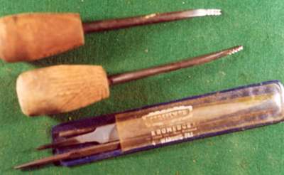 John E. Jolly made these checkering tools from rat tail files for Mr. Harbin