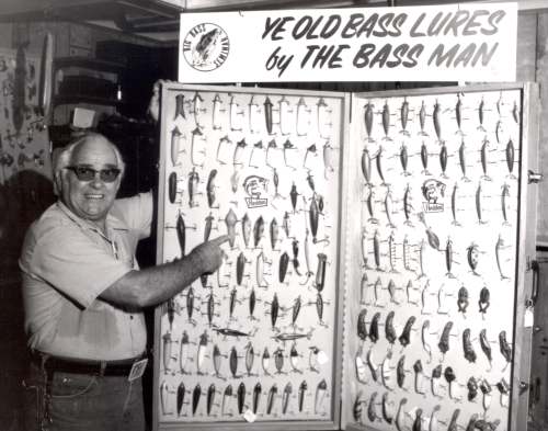 picture of Mr. Harbin pointing to a Heddon Radiant lure