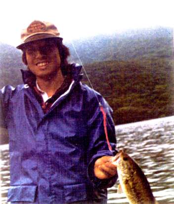 photograph is Mr. Tsutomu Wakabayashi, July 5, 1979 on Lake Ashinoko.  Largemouth Bass were first introduced in Japan in 1925.