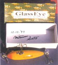 Mr. Mitsuru Sato signed this beautifully designed box and presented Mr. Clyde Harbin with this "Glass Eye Basara" as a gift upon his arrival.