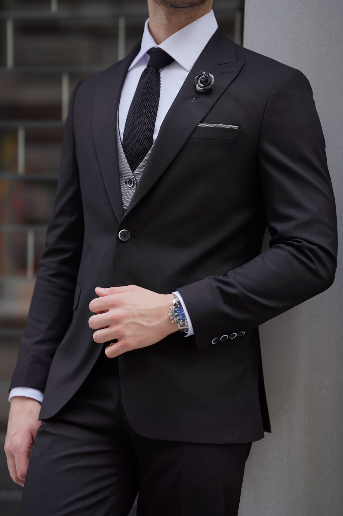 Daniel Black and Gray Wool Suit – BRABION