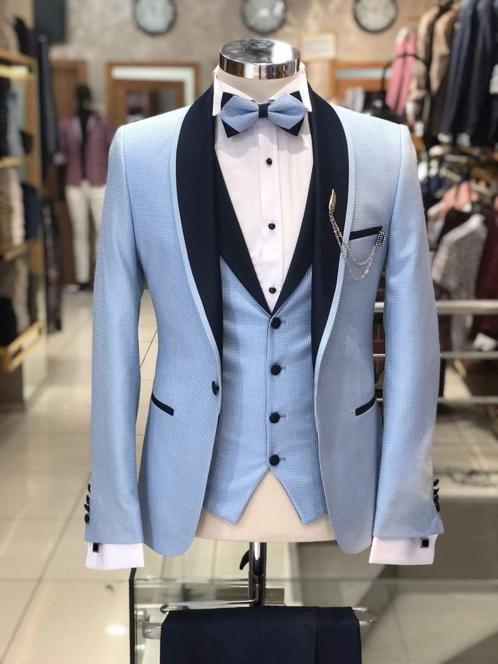 Slim-Fit Tuxedo Suit Blue – BRABION